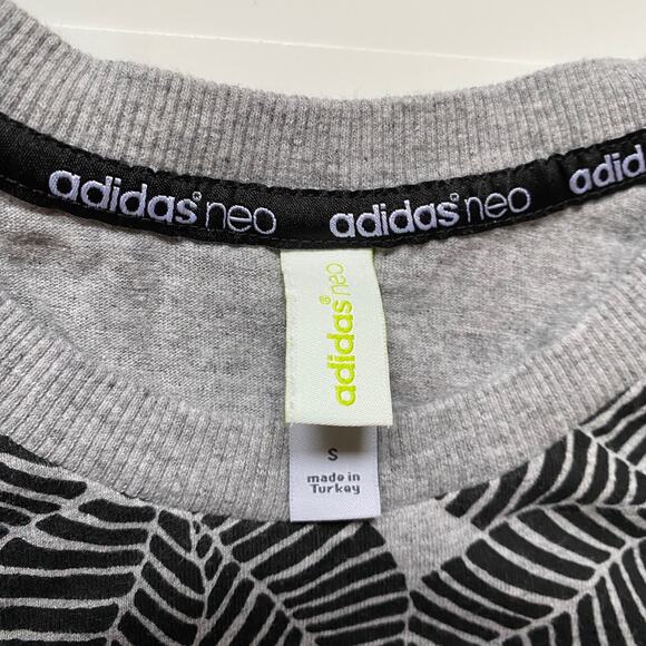 Adidas Neo Short Sleeve T-Shirts Tee Leaf Print Womens Spellout Athletic Workout - Picture 2 of 11